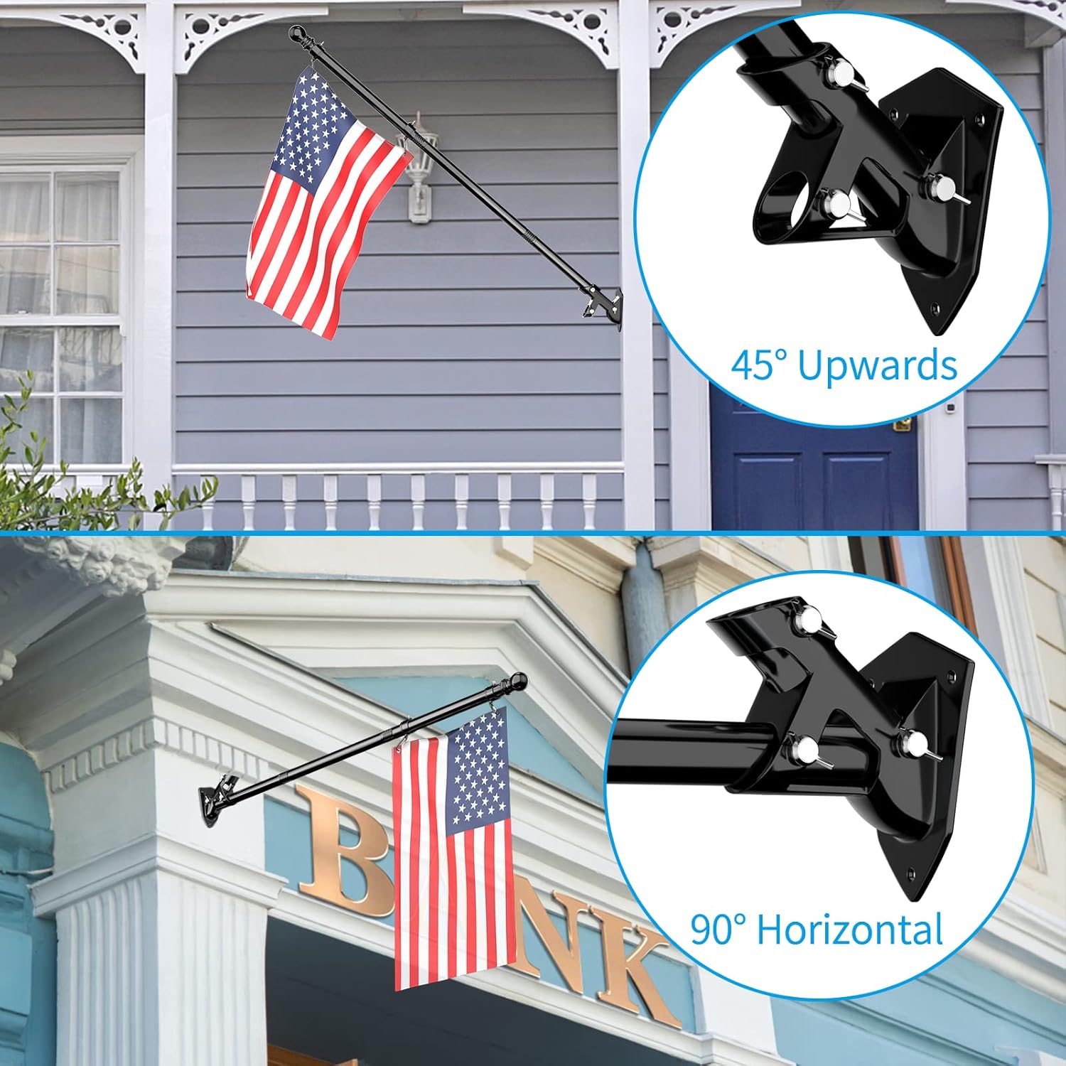 “6 FT stainless steel flag pole with wall mount bracket”

“Complete outdoor flag mounting kit with clips and carabiners”

“Durable flagpole kit with adjustable bracket and hardware”