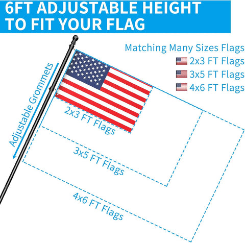 “6 FT stainless steel flag pole with wall mount bracket”

“Complete outdoor flag mounting kit with clips and carabiners”

“Durable flagpole kit with adjustable bracket and hardware”