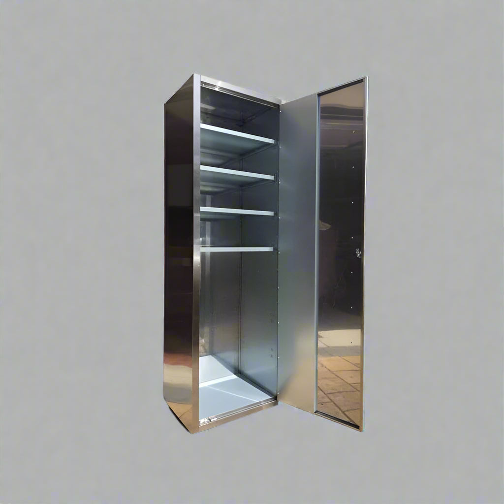 6 FT stainless steel lockable storage cabinet with shelves

Industrial garage cabinet with anti-fingerprint finish

Interior view of adjustable shelf stainless steel cabinet

Workshop steel cabinet with secure locking doors

Commercial metal storage cabinet for tools and supplies