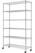 New 6 - Layer Adjustable Chrome Wire Shelving Rack – Heavy Duty Metal Storage Organizer WS776 - with | Sold by Uncle Wiener's Wholesale