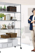 New 6 - Layer Adjustable Chrome Wire Shelving Rack – Heavy Duty Metal Storage Organizer WS776 - with | Sold by Uncle Wiener's Wholesale