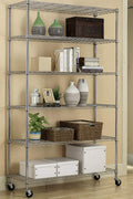 New 6 - Layer Adjustable Chrome Wire Shelving Rack – Heavy Duty Metal Storage Organizer WS776 - with | Sold by Uncle Wiener's Wholesale