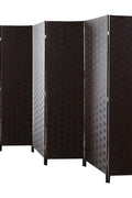 New 6 - Panel Double - Sided Room Divider with Arched Top – Privacy Screen in Brown or Black – SKU 4BK6P / 4BK6PB - with Brown | Sold by Uncle Wiener's Wholesale