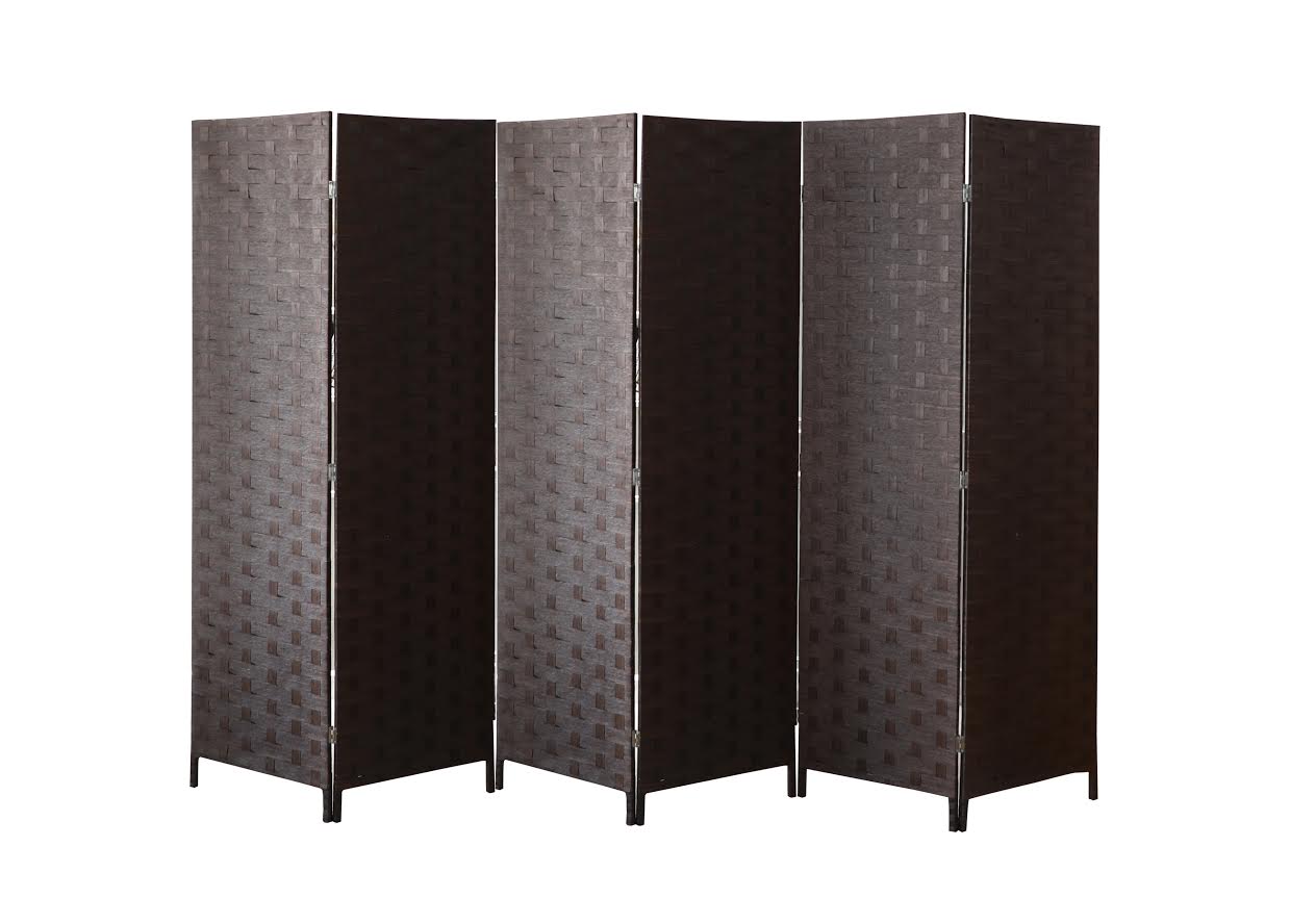 New 6 - Panel Double - Sided Room Divider with Arched Top – Privacy Screen in Brown or Black – SKU 4BK6P / 4BK6PB - with Brown | Sold by Uncle Wiener's Wholesale