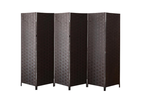 New 6 - Panel Double - Sided Room Divider with Arched Top – Privacy Screen in Brown or Black – SKU 4BK6P / 4BK6PB - with Brown | Sold by Uncle Wiener's Wholesale