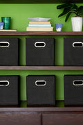 6-Pack Foldable Fabric Storage Bins – Black 11x11 Cube Organizers with Handles for Closet, Shelf, and Home Storage