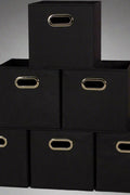 6-Pack Foldable Fabric Storage Bins – Black 11x11 Cube Organizers with Handles for Closet, Shelf, and Home Storage