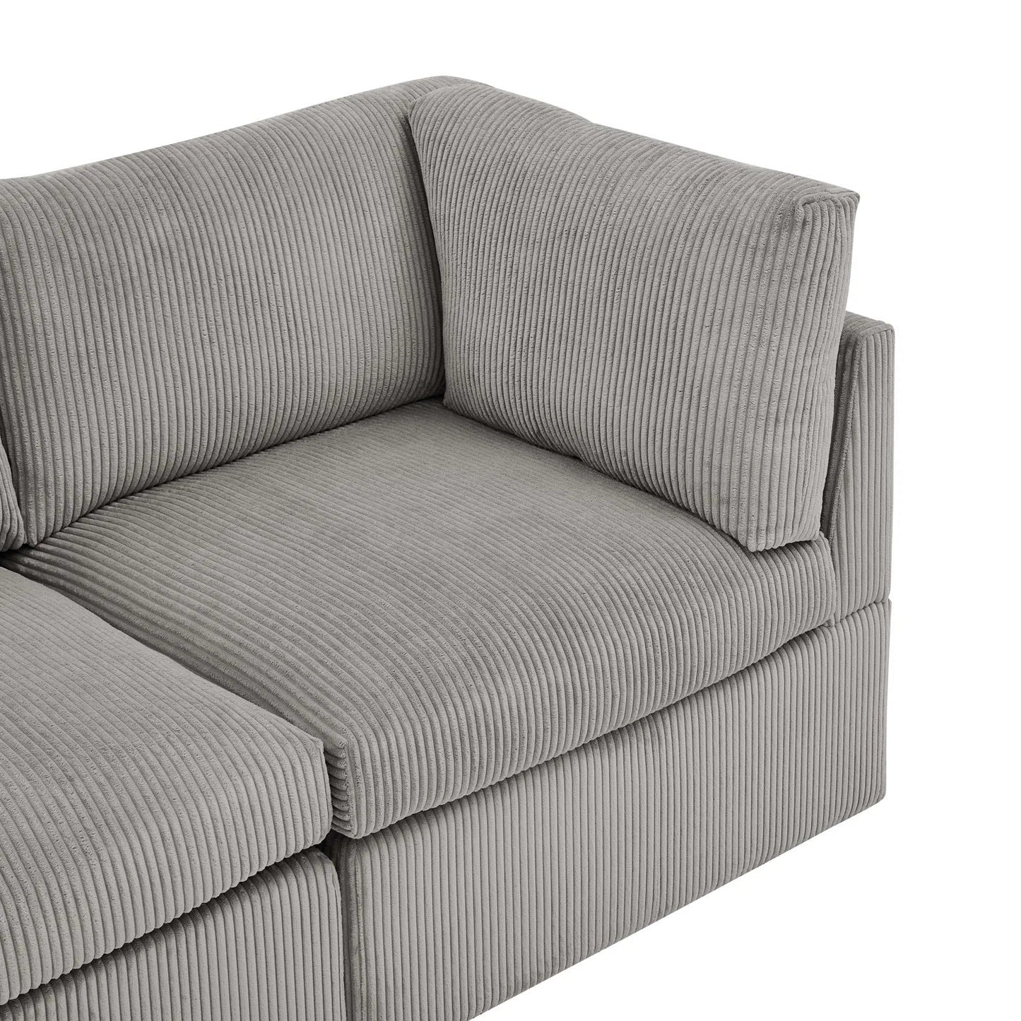 6-Piece Corduroy Sectional Sofa in Dark Gray – Front View

Modular Living Room Sofa Set with Plush Ribbed Upholstery

Light Gray Corduroy Sectional Sofa – Modern Design

Configurable Corduroy Sectional Couch – 6 Pieces

Contemporary Plush Sofa with Deep Seating for Living Room