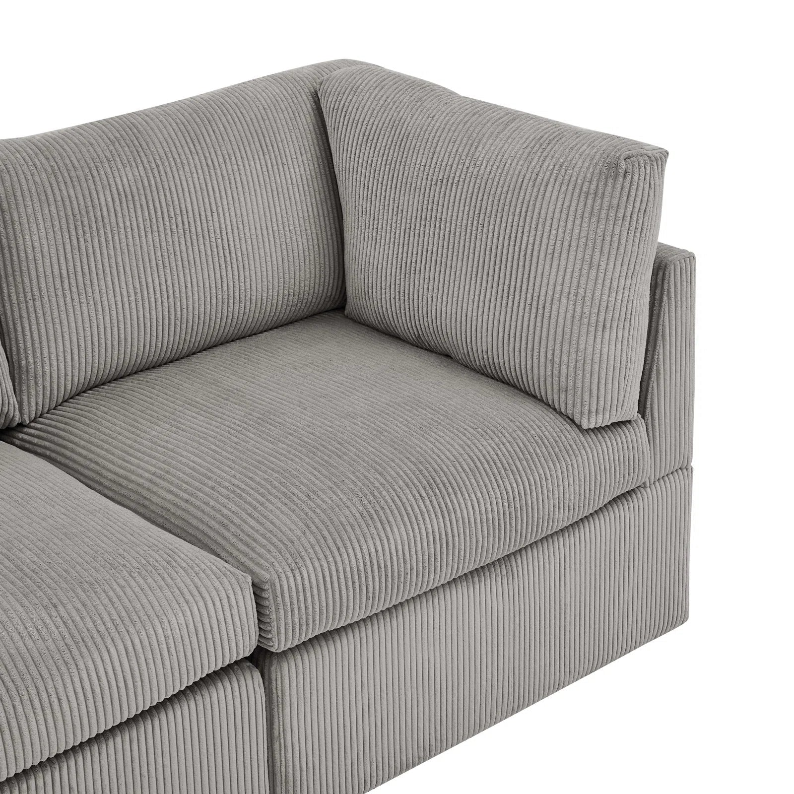 6-Piece Corduroy Sectional Sofa in Dark Gray – Front View

Modular Living Room Sofa Set with Plush Ribbed Upholstery

Light Gray Corduroy Sectional Sofa – Modern Design

Configurable Corduroy Sectional Couch – 6 Pieces

Contemporary Plush Sofa with Deep Seating for Living Room