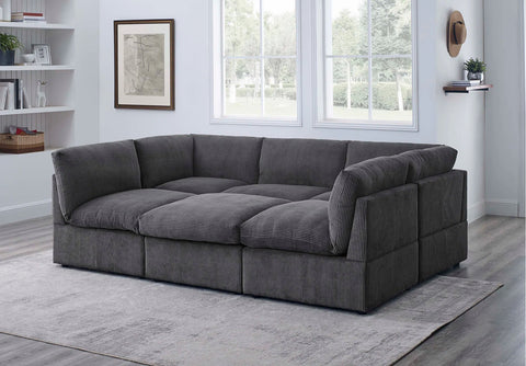6-Piece Corduroy Sectional Sofa in Dark Gray – Front View

Modular Living Room Sofa Set with Plush Ribbed Upholstery

Light Gray Corduroy Sectional Sofa – Modern Design

Configurable Corduroy Sectional Couch – 6 Pieces

Contemporary Plush Sofa with Deep Seating for Living Room