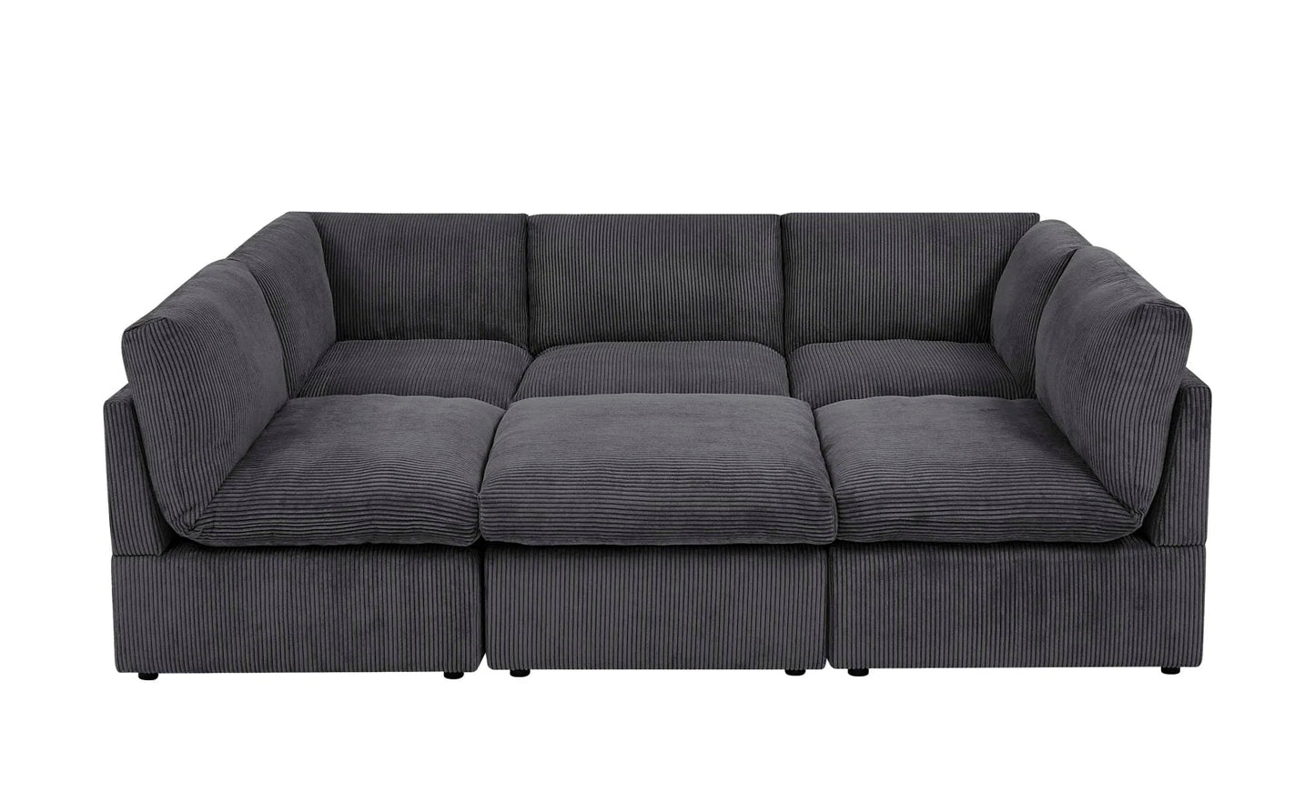 6-Piece Corduroy Sectional Sofa in Dark Gray – Front View

Modular Living Room Sofa Set with Plush Ribbed Upholstery

Light Gray Corduroy Sectional Sofa – Modern Design

Configurable Corduroy Sectional Couch – 6 Pieces

Contemporary Plush Sofa with Deep Seating for Living Room