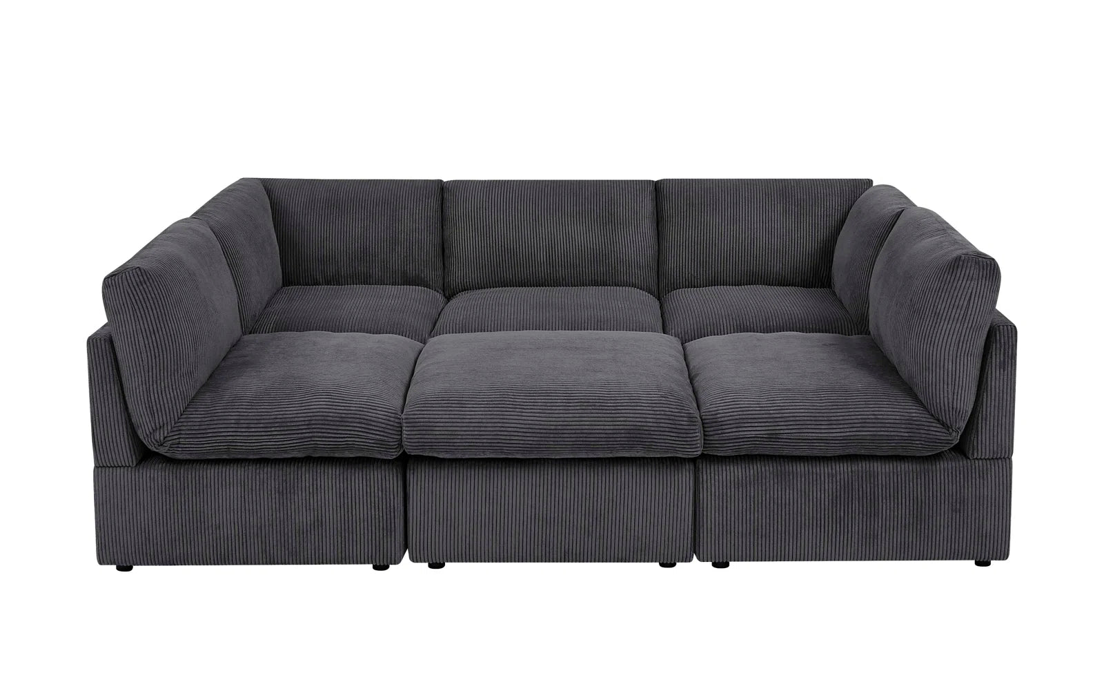 6-Piece Corduroy Sectional Sofa in Dark Gray – Front View

Modular Living Room Sofa Set with Plush Ribbed Upholstery

Light Gray Corduroy Sectional Sofa – Modern Design

Configurable Corduroy Sectional Couch – 6 Pieces

Contemporary Plush Sofa with Deep Seating for Living Room