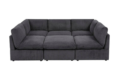 6-Piece Corduroy Sectional Sofa in Dark Gray – Front View

Modular Living Room Sofa Set with Plush Ribbed Upholstery

Light Gray Corduroy Sectional Sofa – Modern Design

Configurable Corduroy Sectional Couch – 6 Pieces

Contemporary Plush Sofa with Deep Seating for Living Room