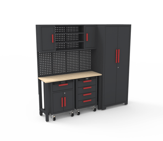 New 6 - Piece Garage Tool Bench Cabinet Set – Lockable Steel Storage – SKU206104 - with | Sold by Uncle Wiener's Wholesale