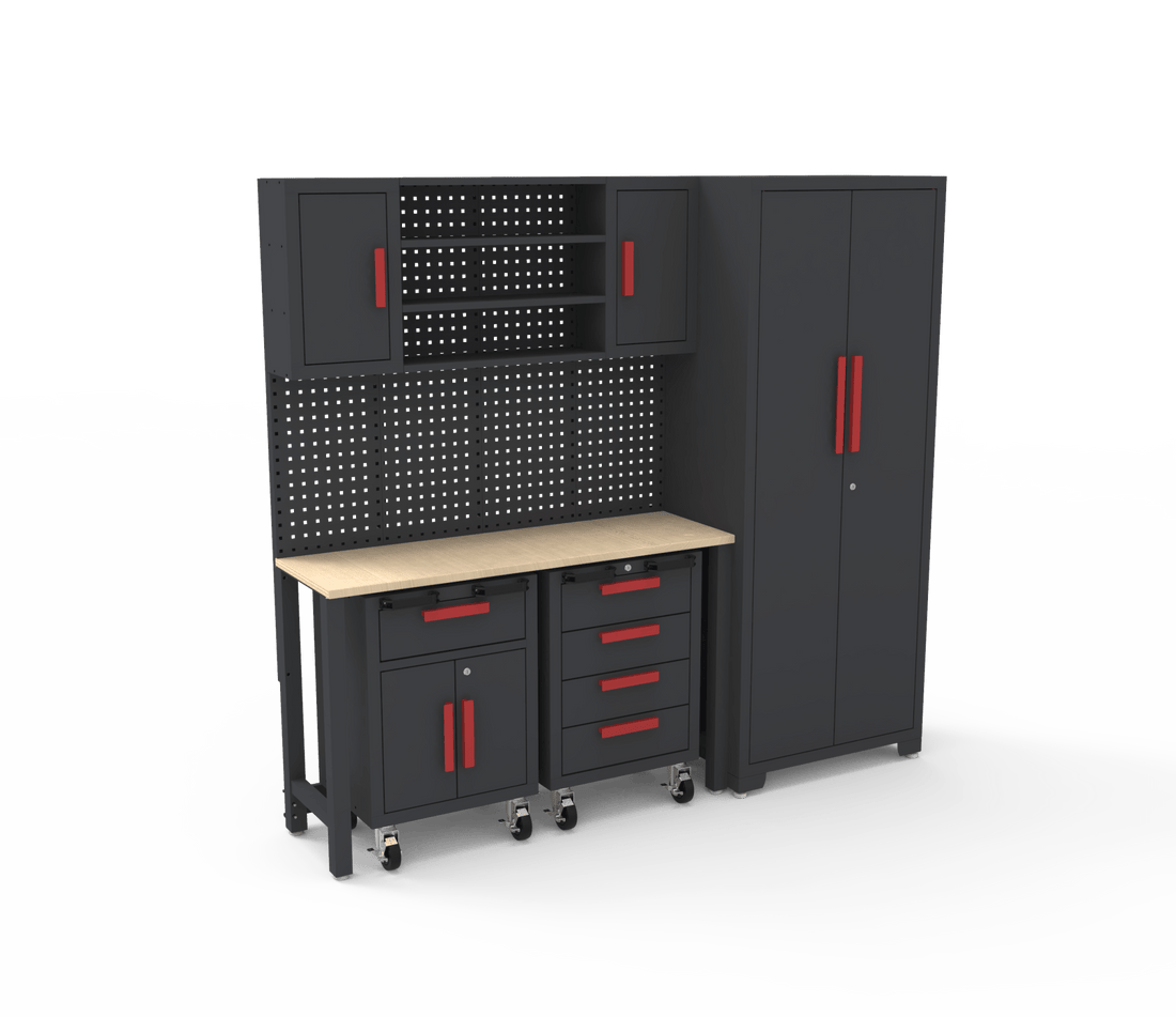 New 6-Piece Garage Tool Bench Cabinet Set – Lockable Steel Storage – S ...