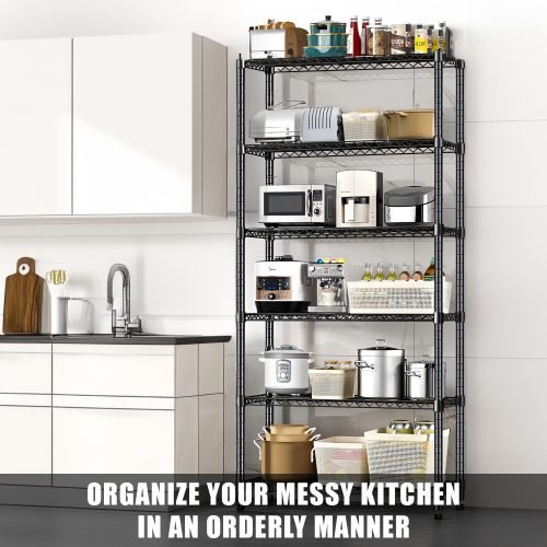 6-Tier Adjustable Wire Metal Shelving Rack – Full View

Heavy-Duty Garage Organizer Rack – Side Angle

Adjustable Wire Shelving – Assembly Guide Diagram

Industrial Metal Storage Rack – Loaded with Storage Bins

Garage Shelving Rack – Displayed in Workshop Setting