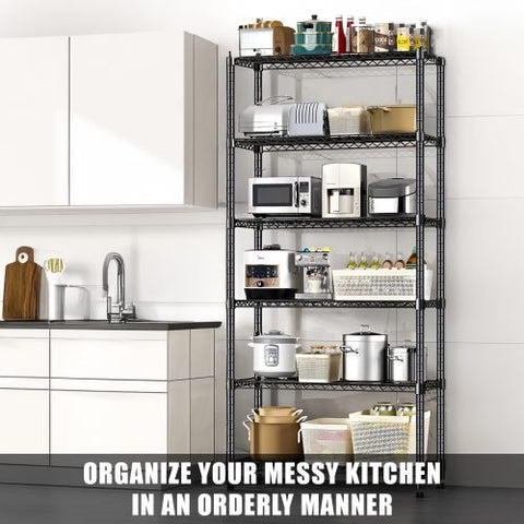 6-Tier Adjustable Wire Metal Shelving Rack – Full View

Heavy-Duty Garage Organizer Rack – Side Angle

Adjustable Wire Shelving – Assembly Guide Diagram

Industrial Metal Storage Rack – Loaded with Storage Bins

Garage Shelving Rack – Displayed in Workshop Setting
