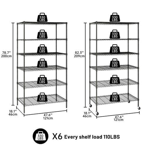 6-Tier Adjustable Wire Metal Shelving Rack – Full View

Heavy-Duty Garage Organizer Rack – Side Angle

Adjustable Wire Shelving – Assembly Guide Diagram

Industrial Metal Storage Rack – Loaded with Storage Bins

Garage Shelving Rack – Displayed in Workshop Setting