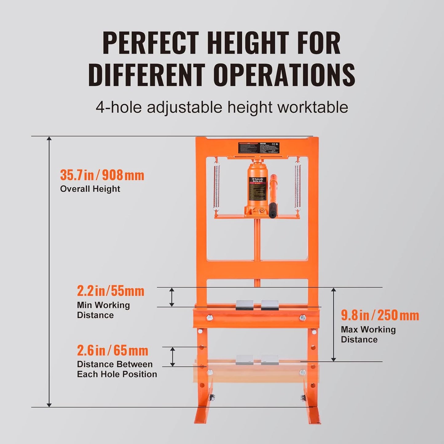 6-Ton H-Frame Hydraulic Shop Floor Press – Heavy-Duty Steel Frame with Safety Relief Valve for Garage and Workshop