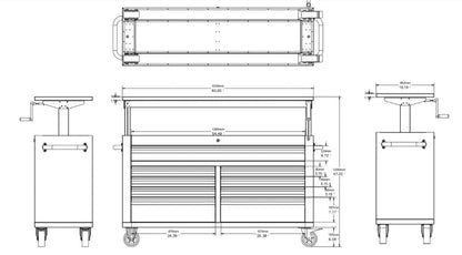New 60 - Inch Siebel Adjustable Top 9 - Drawer Tool Bench – Heavy - Duty Workstation with Storage 6010AT - with | Sold by Uncle Wiener's Wholesale