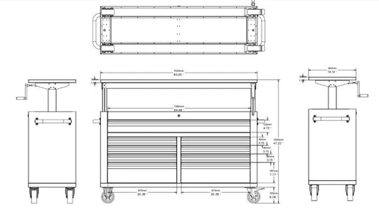 New 60 - Inch Siebel Adjustable Top 9 - Drawer Tool Bench – Heavy - Duty Workstation with Storage 6010AT - with | Sold by Uncle Wiener's Wholesale