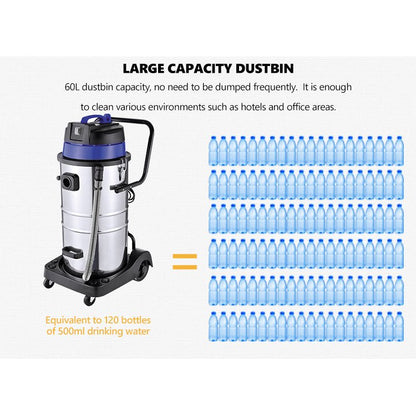 New 60L Wet & Dry Vacuum Cleaner – Heavy Duty Stainless Steel Shop Vac for Industrial & Commercial Use V5060L - with | Sold by Uncle Wiener's Wholesale