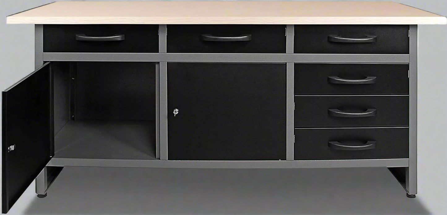 New 63″ Heavy - Duty Metal Workbench with 6 Drawers & 2 Cabinets – Tool Storage Organizer TC008 - with | Sold by Uncle Wiener's Wholesale