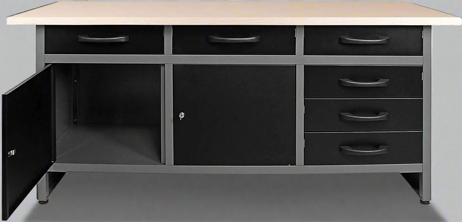 New 63″ Heavy - Duty Metal Workbench with 6 Drawers & 2 Cabinets – Tool Storage Organizer TC008 - with | Sold by Uncle Wiener's Wholesale