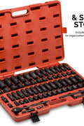 65-Piece SAE Impact Socket Set in Red Case – Top View

Complete Chrome Vanadium Socket Set with Accessories

Mechanic Using 1/2” Drive Impact Socket on Car Engine

Heavy-Duty Impact Socket Set with Deep and Shallow Sockets

Organized Socket Set in Blow Molded Case