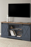 “65 inch rustic barn door TV stand in white”

“Farmhouse style media cabinet with sliding doors”

“Living room setup with gray barn door console”

“TV console with adjustable shelves and cable management”

“Modern rustic media storage cabinet for 70 inch TVs”
