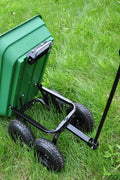 650 lb garden dump wagon with tilt bed and 10 inch tires
Plastic poly bed utility cart for lawn and yard use
Green heavy-duty garden wagon with steel frame
Garden cart with pneumatic tires and dump feature