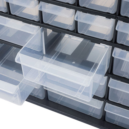 66 Drawer Plastic Storage Cabinet – Front View

Drawer Organizer with Tools and Hardware

44 Drawer Parts Organizer Cabinet – Side Angle

Stackable Black Plastic Organizer for Small Parts