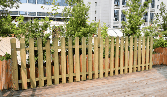 6.6ft treated wood fence post installed along garden

Close-up of outdoor wood fence slats

Pressure-treated fencing support in landscaped backyard

Vertical fence post – brown wood tone

Privacy wood fence with decorative pickets