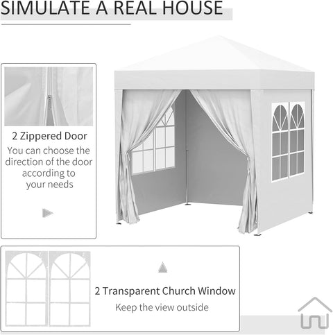 “Pop-up canopy tent with sidewalls for outdoor events”

“Removable sidewall panel of 6.6x6.6 FT tent”

“Close-up of waterproof fabric and window panel”

“Tent set up in a backyard party environment”

“Folded pop-up tent for easy storage and transport”

