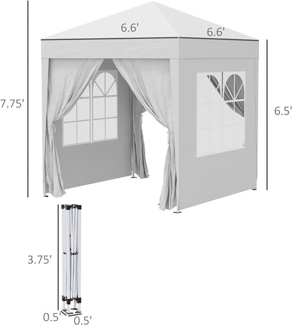 “Pop-up canopy tent with sidewalls for outdoor events”

“Removable sidewall panel of 6.6x6.6 FT tent”

“Close-up of waterproof fabric and window panel”

“Tent set up in a backyard party environment”

“Folded pop-up tent for easy storage and transport”

