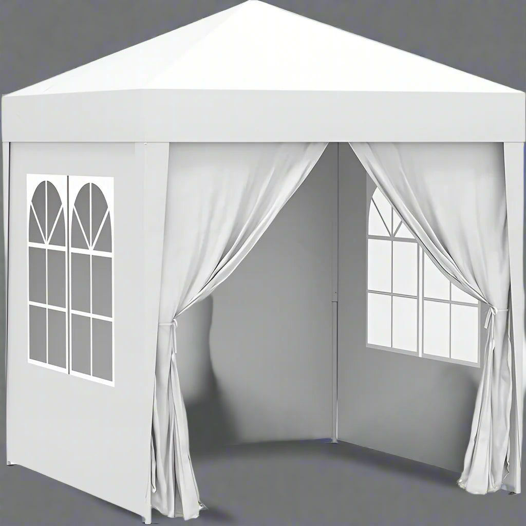 “Pop-up canopy tent with sidewalls for outdoor events”

“Removable sidewall panel of 6.6x6.6 FT tent”

“Close-up of waterproof fabric and window panel”

“Tent set up in a backyard party environment”

“Folded pop-up tent for easy storage and transport”


