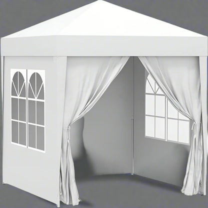 “Pop-up canopy tent with sidewalls for outdoor events”

“Removable sidewall panel of 6.6x6.6 FT tent”

“Close-up of waterproof fabric and window panel”

“Tent set up in a backyard party environment”

“Folded pop-up tent for easy storage and transport”


