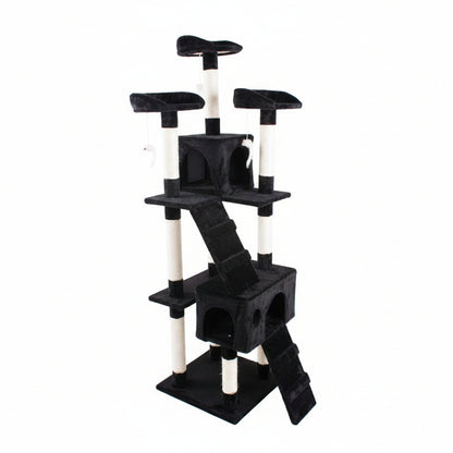 NEW 67 - Inch Cat Tree Tower – Multi - Level Playhouse Condo with Toy Ball 67TREEB - with Black | Sold by Uncle Wiener's Wholesale