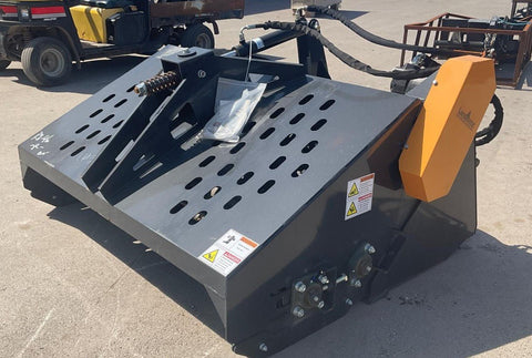 "68 inch skid steer landscape rake bucket with hydraulic top cover"
"Heavy-duty grading tool for skid steer loaders"
"Landscape rake with travel skids and handheld remote"
"Hydraulic rake attachment in action on construction site"
