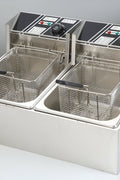 “Double tank electric countertop fryer for commercial kitchen”

“6L and 12L stainless steel deep fryers with baskets”

“Small electric fryer for deli and light-duty food prep”

“Compact plug-in fryer with temperature control”