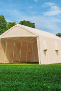 Heavy-Duty Fabric Storage Buildings ��� 6x6, 7x12, and 13x20 ft Car Shelters with Beige PE Cover and Galvanized