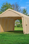 Heavy-Duty Fabric Storage Buildings ��� 6x6, 7x12, and 13x20 ft Car Shelters with Beige PE Cover and Galvanized