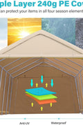Heavy-Duty Fabric Storage Buildings ��� 6x6, 7x12, and 13x20 ft Car Shelters with Beige PE Cover and Galvanized