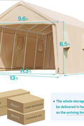 Heavy-Duty Fabric Storage Buildings ��� 6x6, 7x12, and 13x20 ft Car Shelters with Beige PE Cover and Galvanized