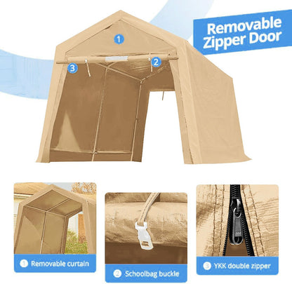 Heavy-Duty Fabric Storage Buildings ��� 6x6, 7x12, and 13x20 ft Car Shelters with Beige PE Cover and Galvanized