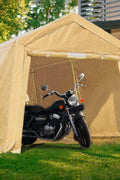 Heavy-Duty Fabric Storage Buildings ��� 6x6, 7x12, and 13x20 ft Car Shelters with Beige PE Cover and Galvanized