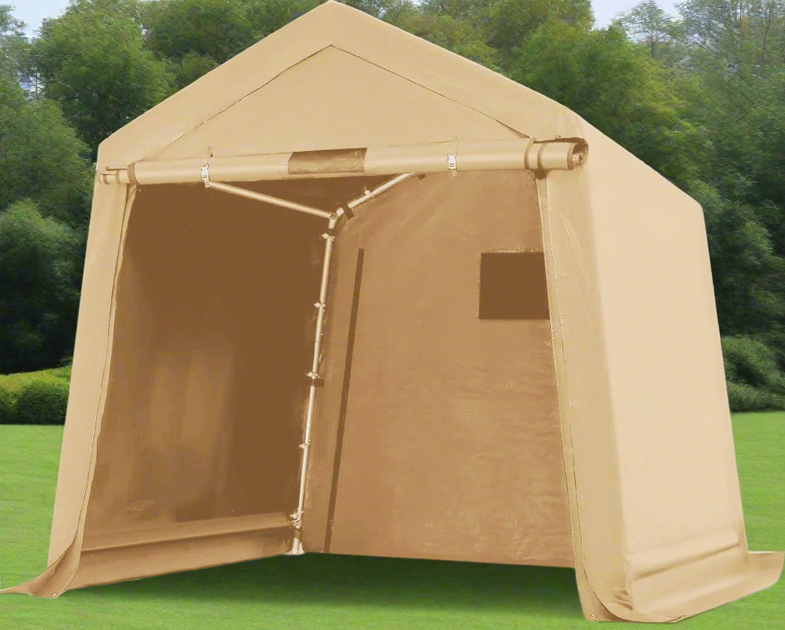 Heavy-Duty Fabric Storage Buildings ��� 6x6, 7x12, and 13x20 ft Car Shelters with Beige PE Cover and Galvanized