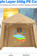 Heavy-Duty Fabric Storage Buildings ��� 6x6, 7x12, and 13x20 ft Car Shelters with Beige PE Cover and Galvanized