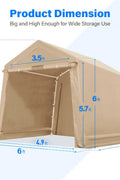 Heavy-Duty Fabric Storage Buildings ��� 6x6, 7x12, and 13x20 ft Car Shelters with Beige PE Cover and Galvanized