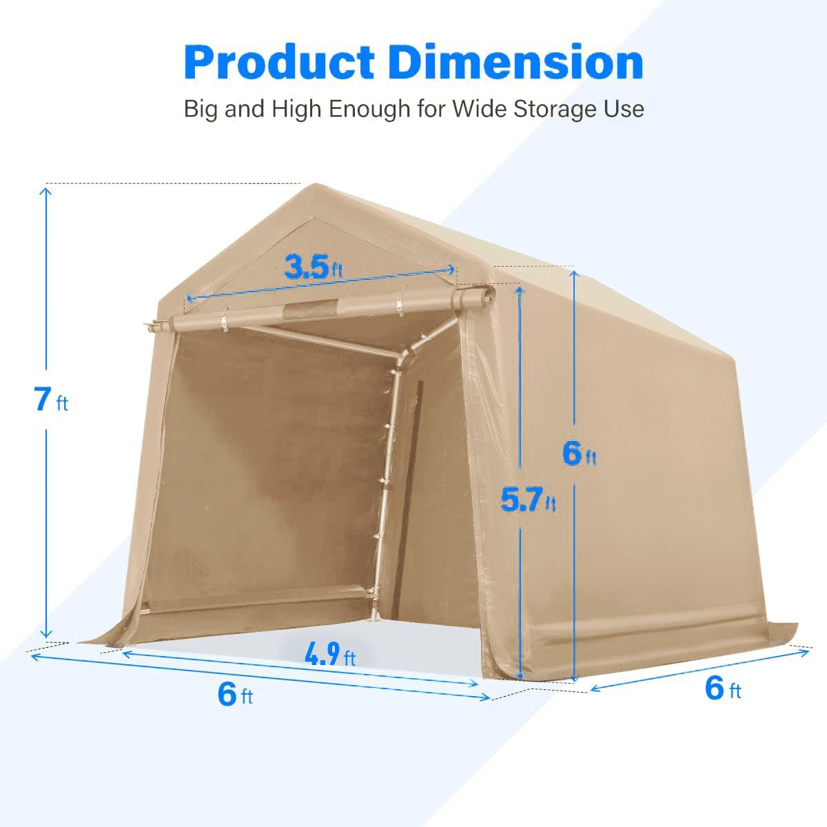 Heavy-Duty Fabric Storage Buildings ��� 6x6, 7x12, and 13x20 ft Car Shelters with Beige PE Cover and Galvanized
